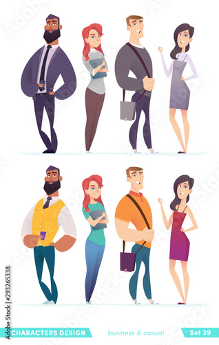 Collection of charming young entrepreneurs or businessmen and managers. Business people standing togever.