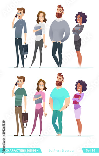 Collection of charming young entrepreneurs or businessmen and managers. Business people standing togever.