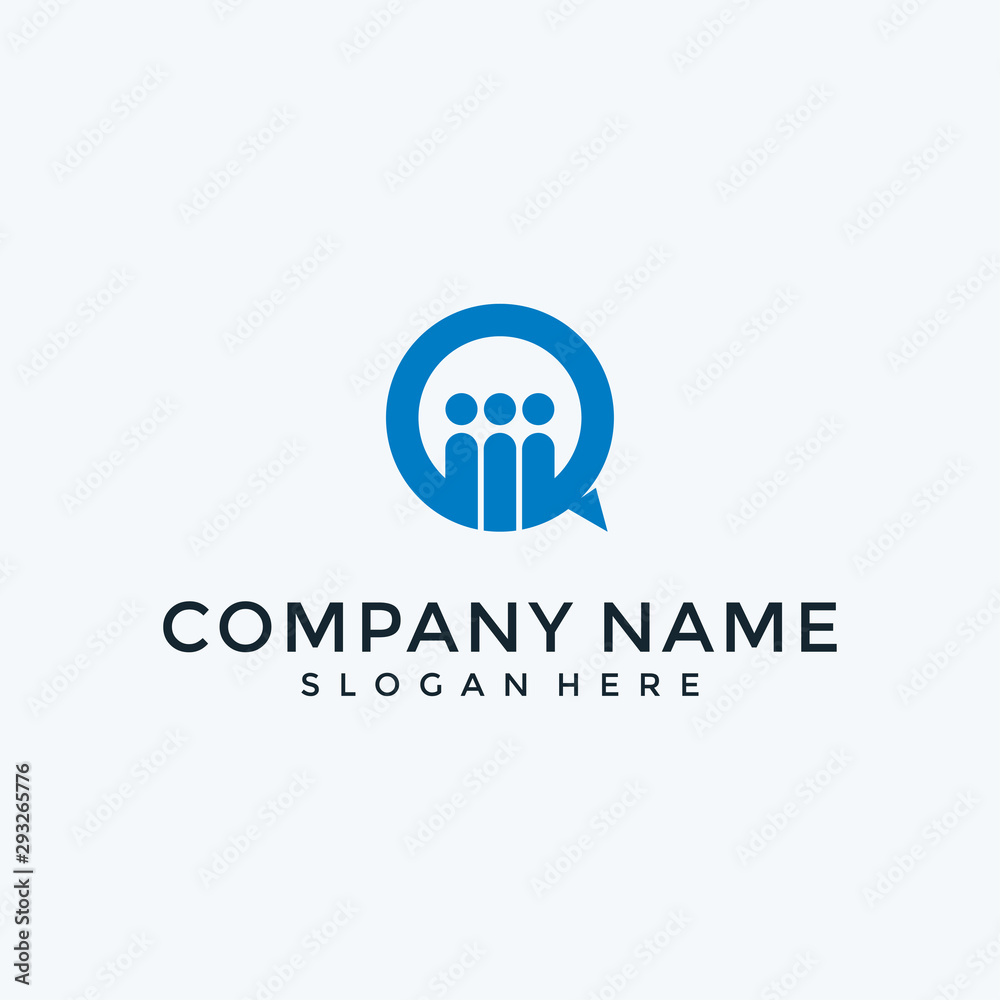 Bubble chat with people logo design - Vector Bubble chat with people logo design - Vector