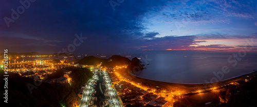 Sunrise aerial view of Su ao Township