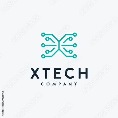 Letter/initial X with tech symbol logo design
