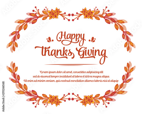 Greeting card for thanksgiving with artwork of autumn leaves frame. Vector