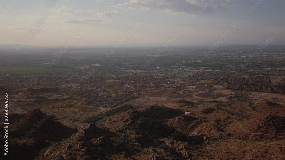 Drone shot of the city of phoenix from mountain view Drone shot of the city of phoenix from mountain view