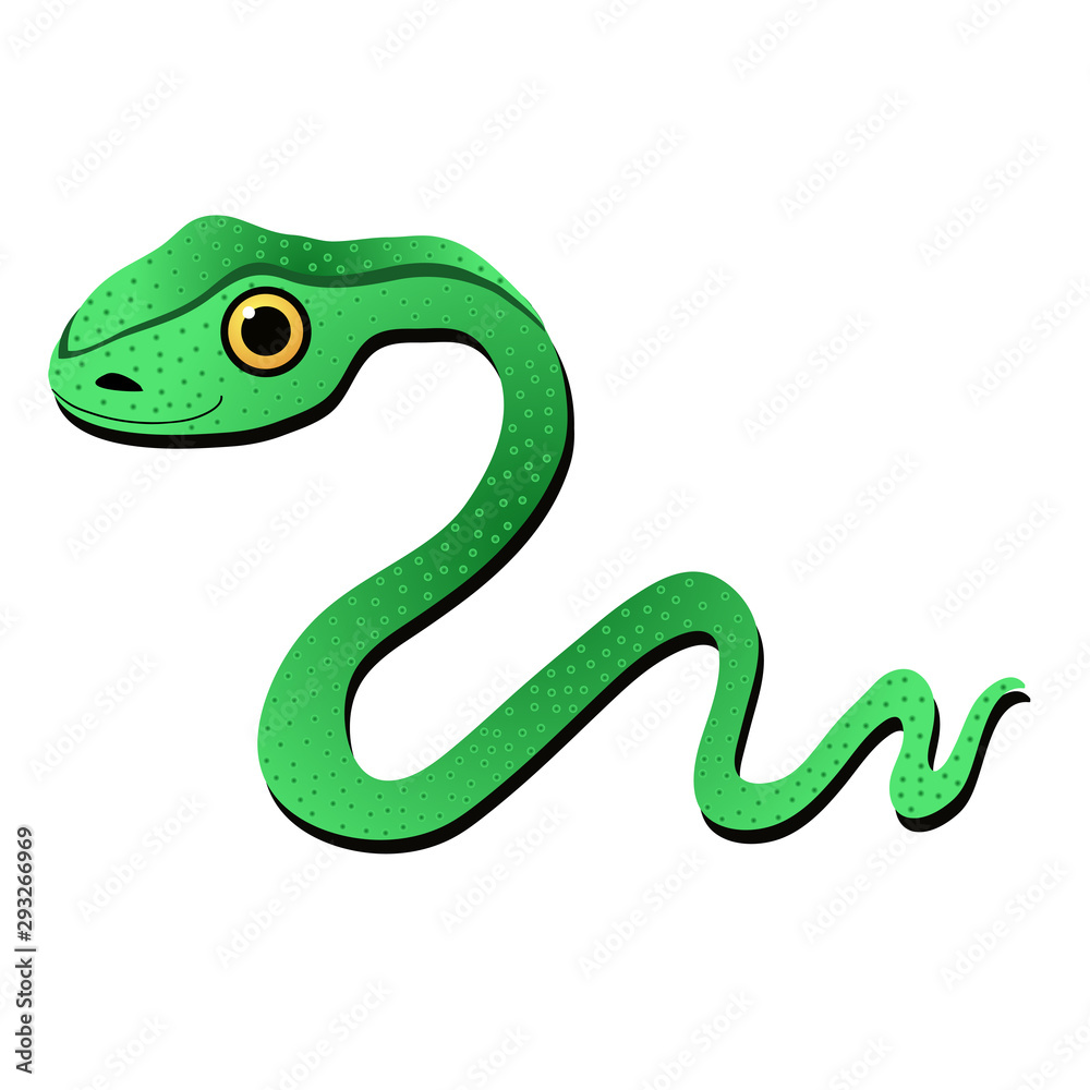 Fototapeta premium Cute cartoon snake. Vector illustration.