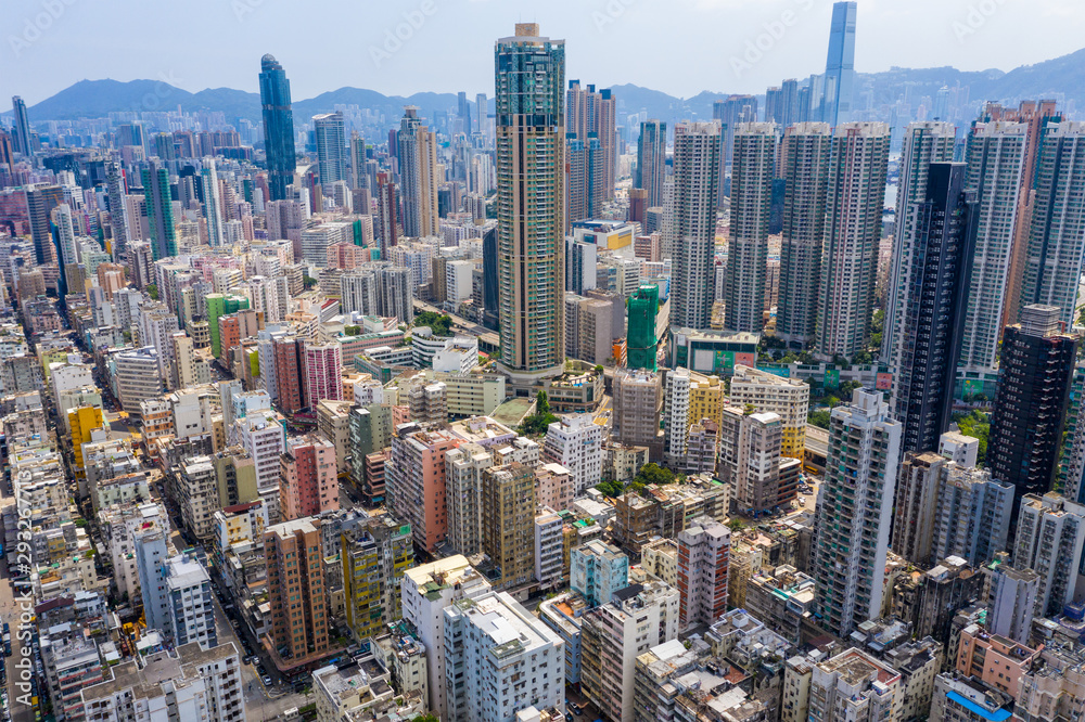 Fototapeta premium Aerial view of Hong Kong city