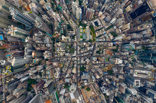 Leinwand Poster Top view of Hong Kong city