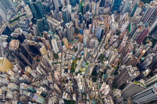 Aerial view of Hong Kong downtown city