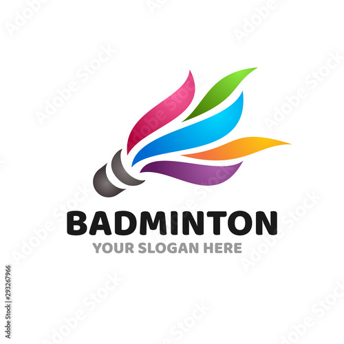 Colorful badminton shuttlecock creative logo symbol