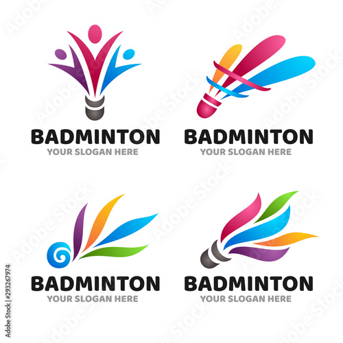 Colorful badminton shuttlecock creative logo symbol