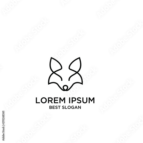 fox line head logo icon design vector illustration