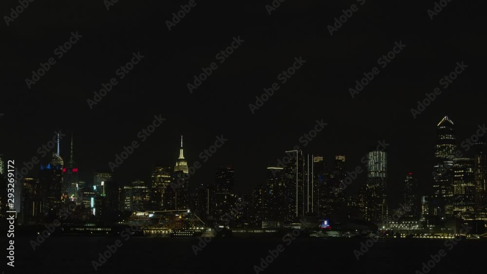 Manhattan Urban Nigh viewt and Ship. New York City, handheld Manhattan Urban Nigh viewt and Ship. New York City, handheld