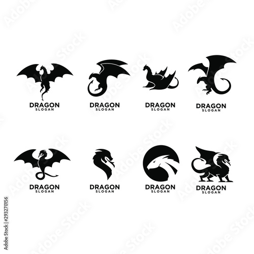 set dragon logo icon design vector illustration
