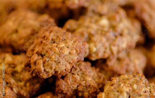 Homemade oatmeal cookie closeup