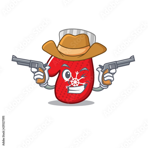 Cowboy Christmas mittens stored in cartoon drawer