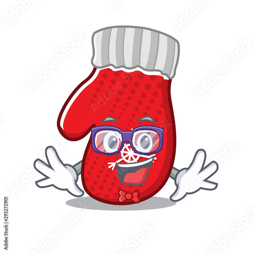 Geek christmas mittens isolated in the cartoon