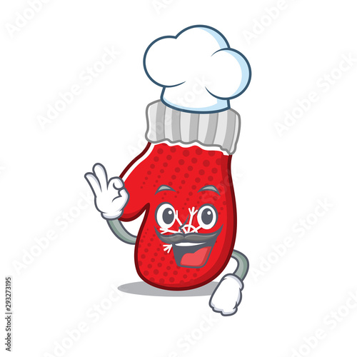 Chef christmas mittens isolated in the cartoon