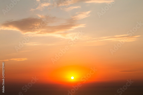 Romantic Natural Sunset Sunrise Over Field Or Meadow. Bright Dramatic Sky And Dark Ground. Countryside Landscape Under Scenic Colorful Sky At Sunset Dawn Sunrise. Sun Over Skyline, Horizon