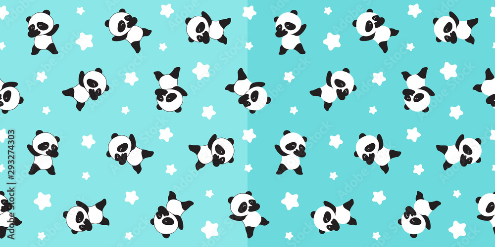 Cute panda seamless pattern