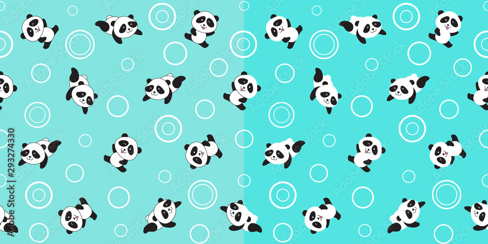 Cute panda seamless pattern