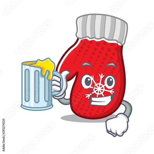 With juice christmas mittens with the mascot shape