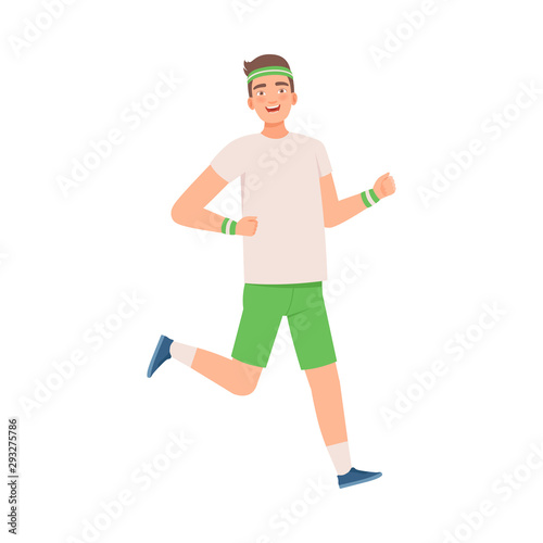 Man on a morning run. Vector illustration.