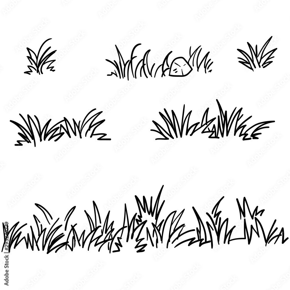 doodle grass illustration collection handdrawn style