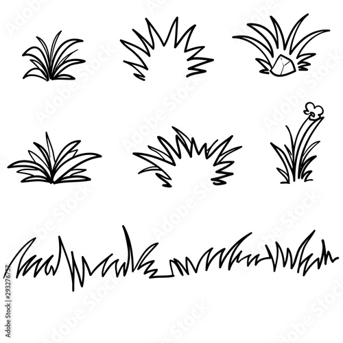 doodle grass illustration collection handdrawn style