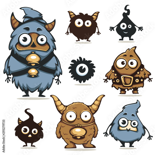 Cute and strange monsters and creatures from fantasy and fairy tales