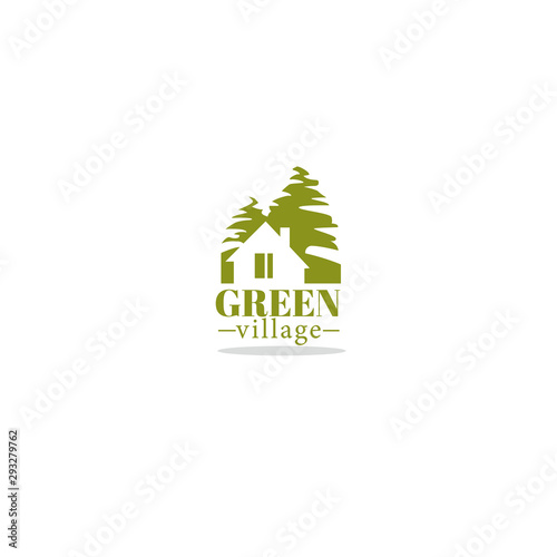 Green Village, vector logo, label , sticker  for your property agency template design