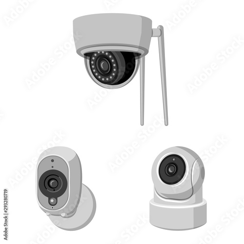 Vector design of cctv and camera icon. Collection of cctv and system stock vector illustration.