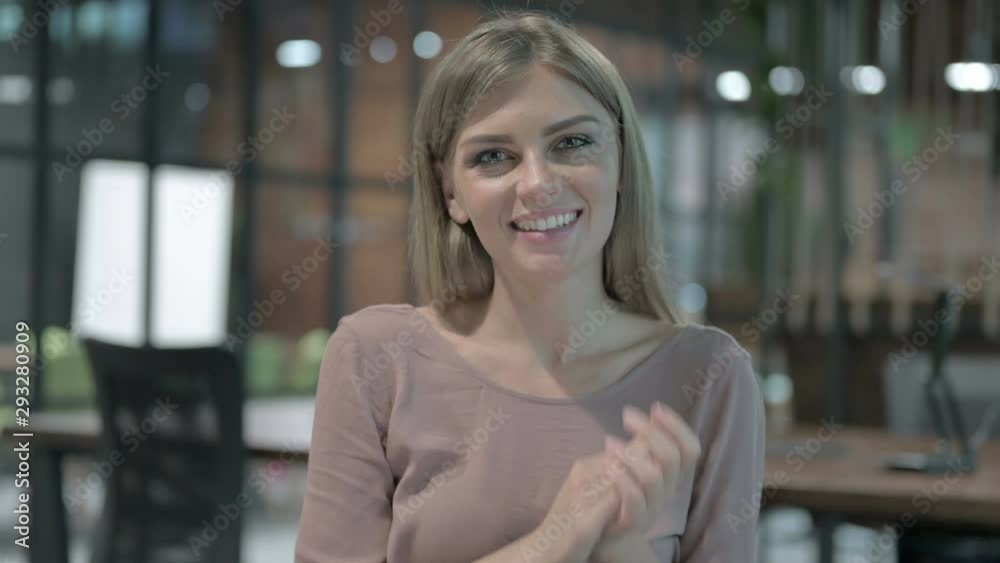 Portrait Shoot of Happy Woman Clapping with Hands Portrait Shoot of Happy Woman Clapping with Hands