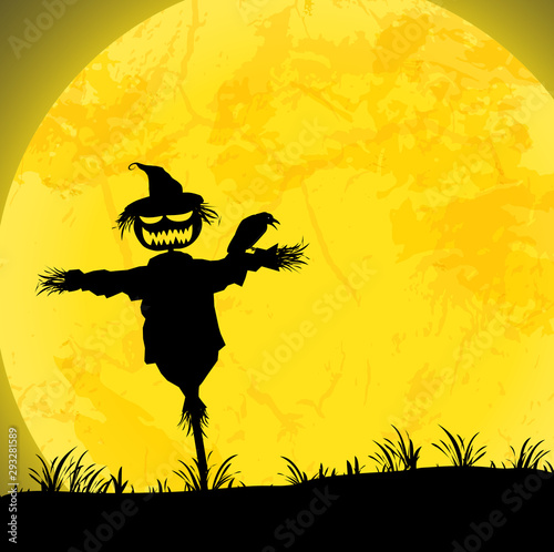 scary Halloween scarecrow background