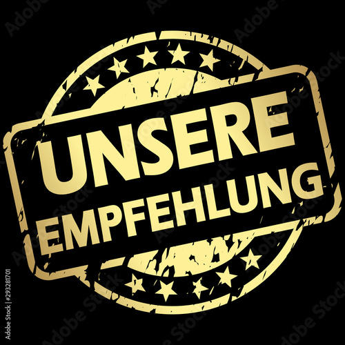 gold stamp with Banner our recommendation (in german)