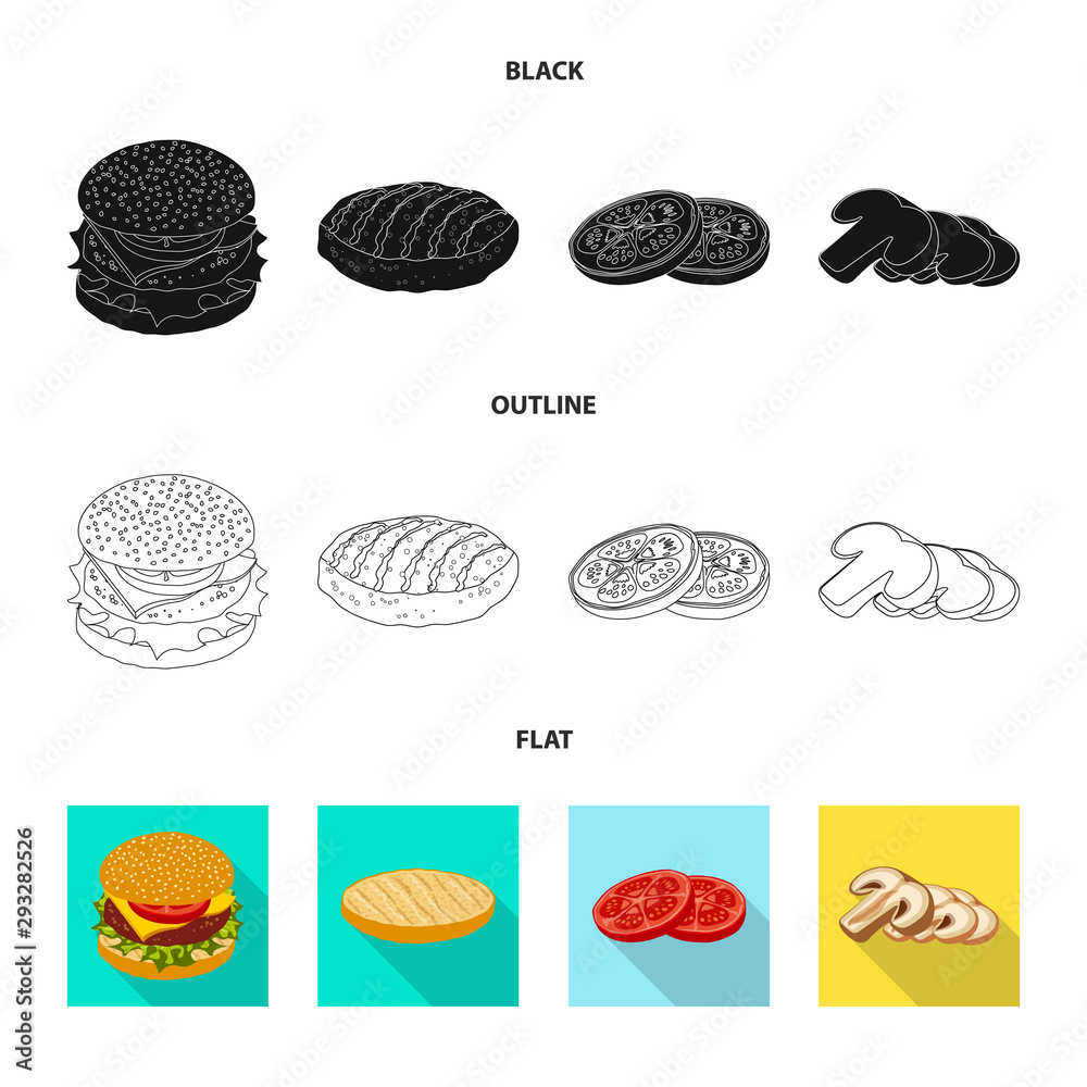 Vector design of burger and sandwich logo. Collection of burger and slice stock vector illustration.
