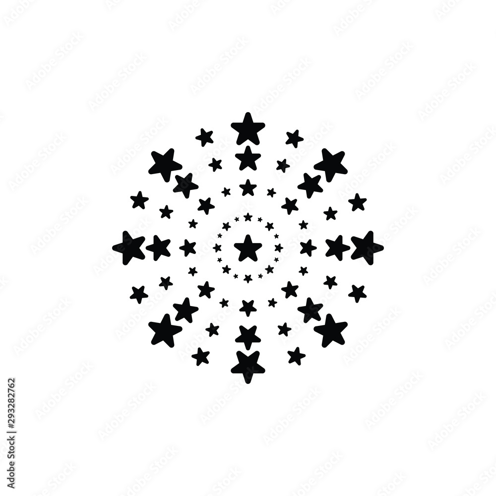 white background with black contour circle formed by stars vector illustration