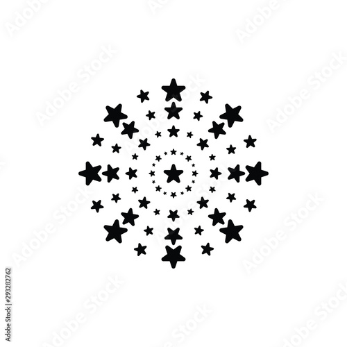 white background with black contour circle formed by stars vector illustration