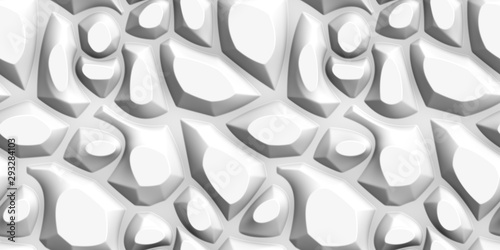 Abstract stone 3D white background. Seamless pattern. Rendering illustration.