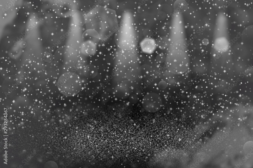 Obraz premium pink fantastic sparkling glitter lights defocused stage spotlights bokeh abstract background with sparks fly, festival mockup texture with blank space for your content