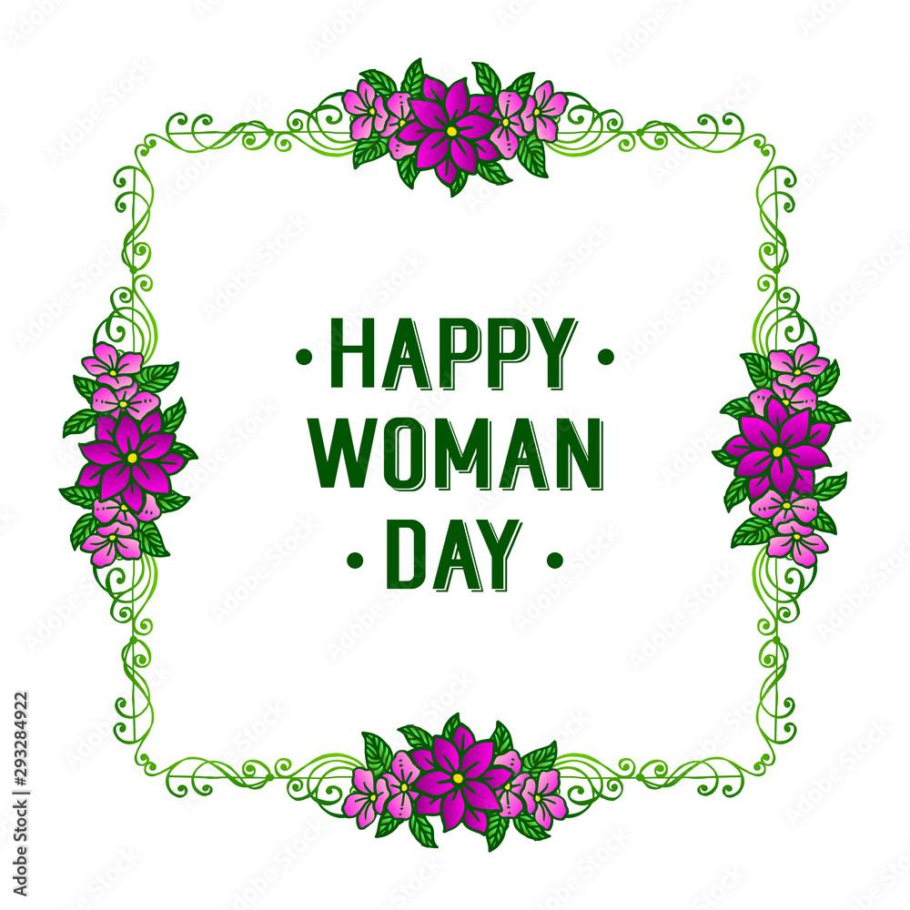 Concept design for happy woman day, with sketch art of purple flower frame. Vector Concept design for happy woman day, with sketch art of purple flower frame. Vector