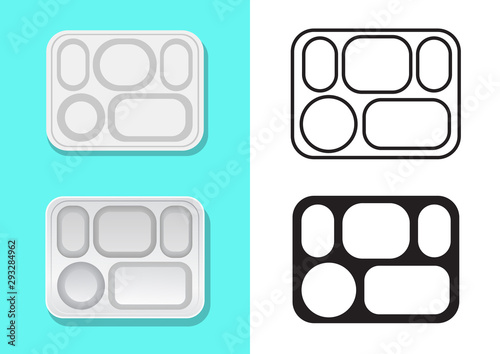Aluminium food tray with five holes, vector