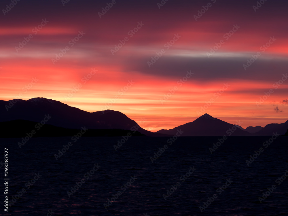 Sunset with mountains