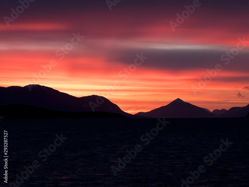 Sunset with mountains