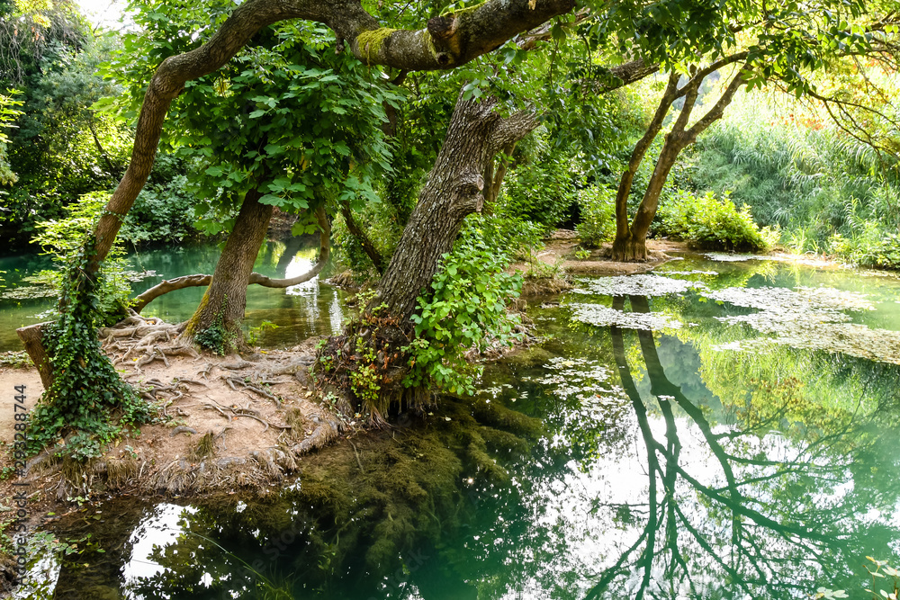 Fototapeta premium Beautiful river filled with waterfalls in Krka National Park Croatia