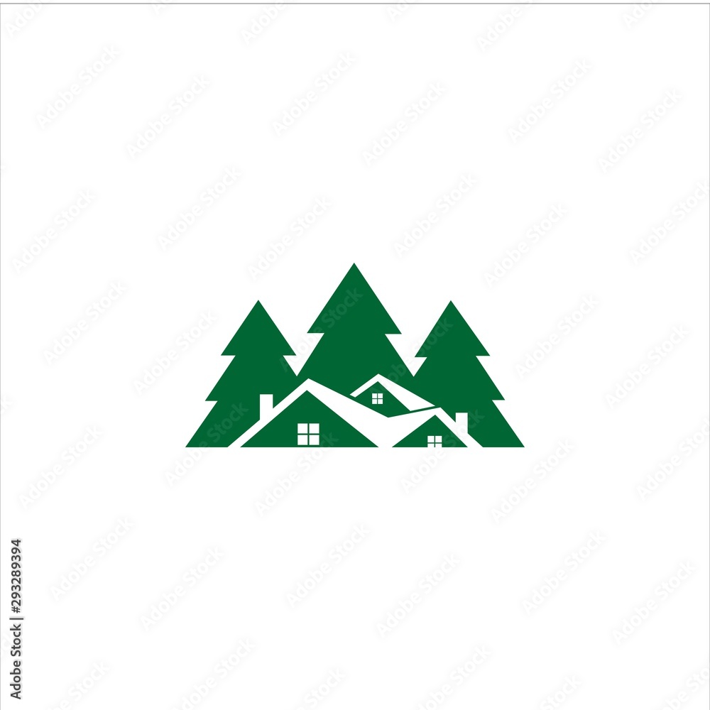 fir and house vector logo character graphic modern