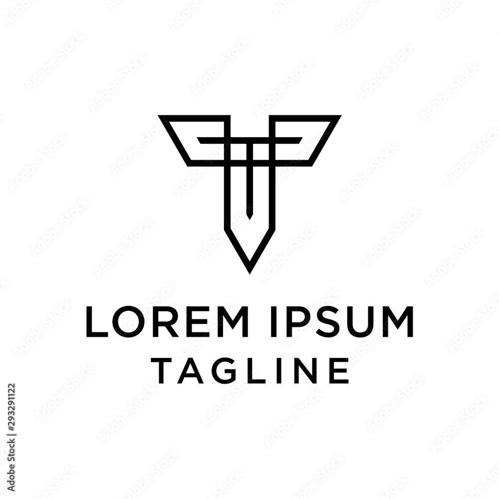 Obraz premium The monogram logo letter TT Line art