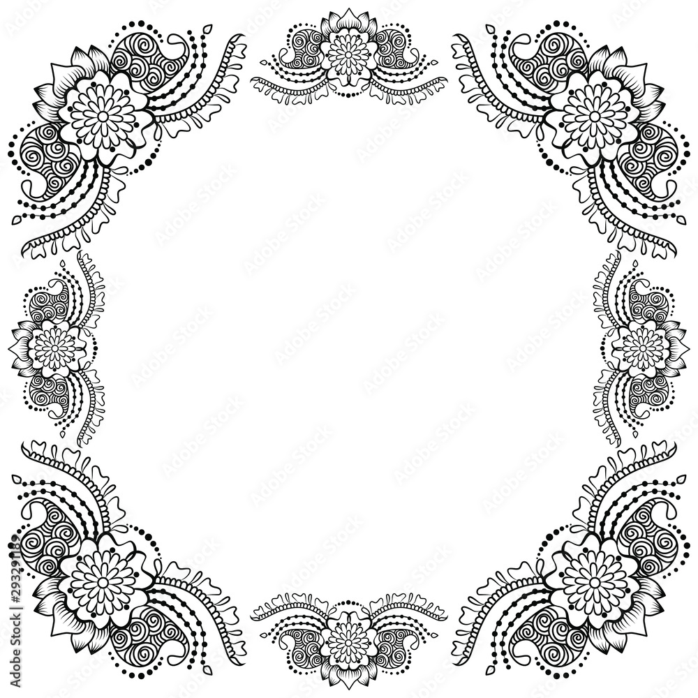 Obraz premium Frame ornament of flowers with branches and petals.