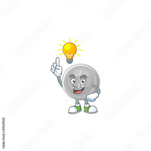 Have an idea silver coin cartoon character with mascot