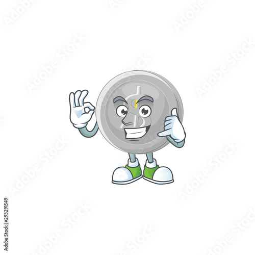 Call me silver coin cartoon character with mascot