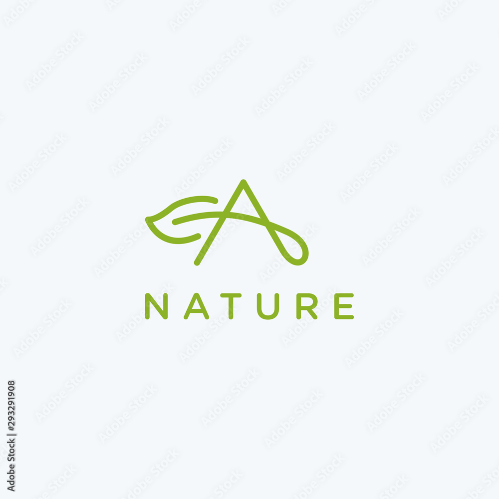 Letter A with leaf logo icon design vector. Letter A with leaf logo icon design vector.