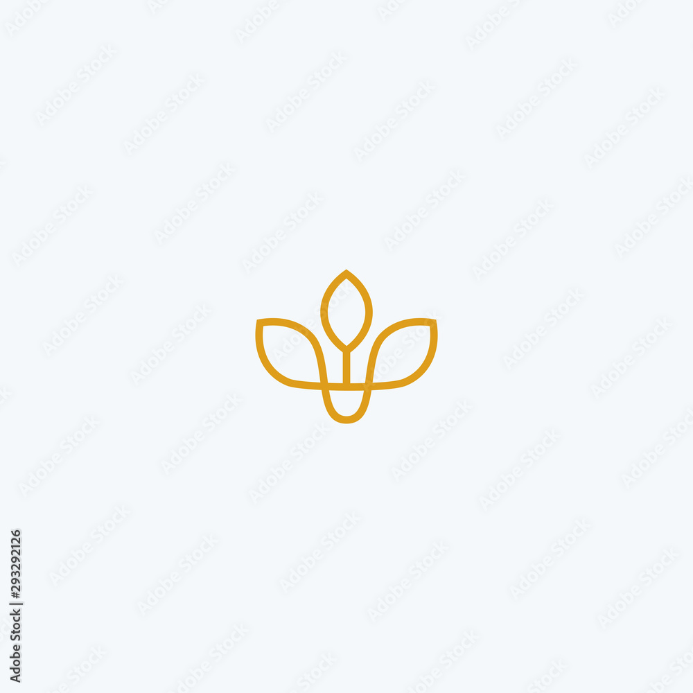 Fototapeta premium Linear flower crown logotype. Royal icon symbol vector logo.